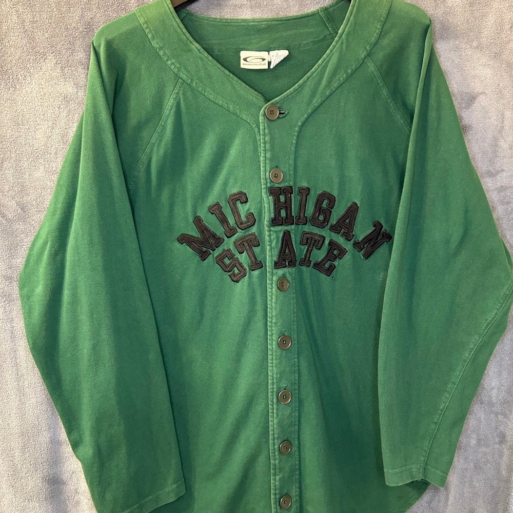 Michigan State Spartans Mens L Custom Embroidered Heavy Sports Baseball Jersey